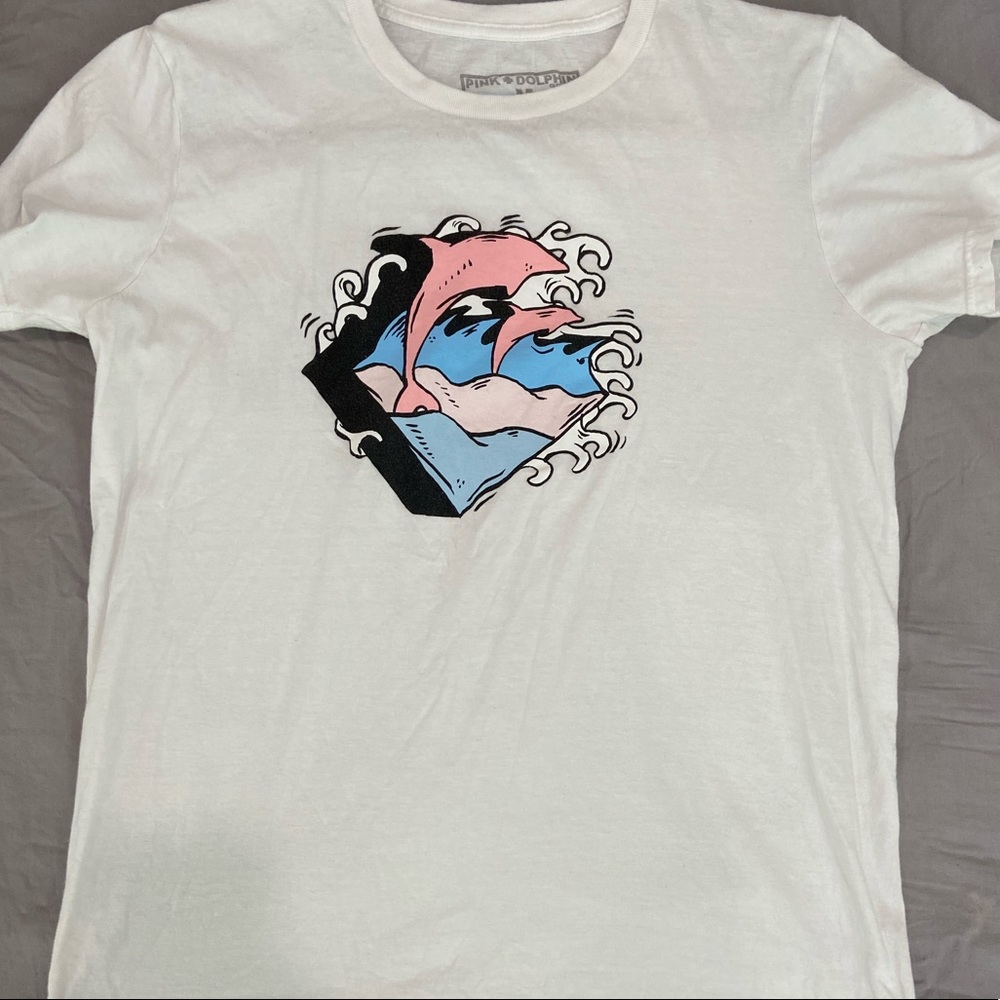 Pink Dolphin white graphic t shirt medium